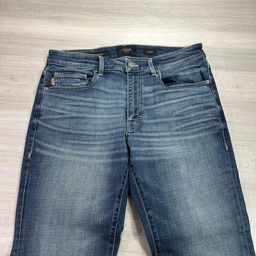 Outpost Makers Slim Straight Jeans Mens 34x30 Blue Stretch Denim Medium Wash